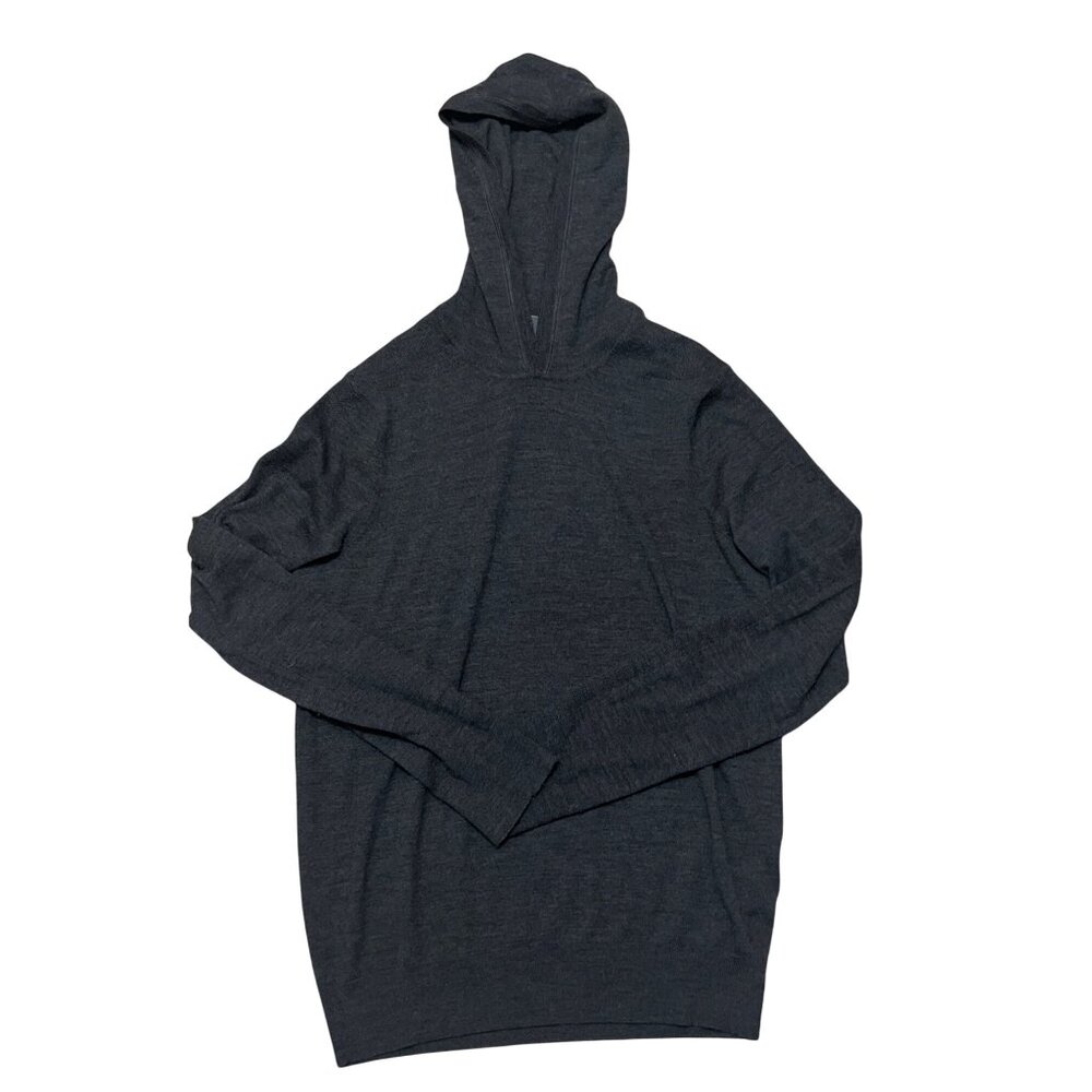 Vince Mens Charcoal Gray 100% Wool Lightweight Pullover Hoodie Sweater S